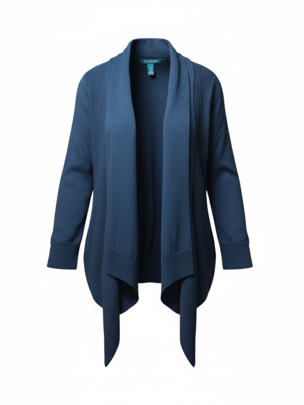 LAUREN RALPH LAUREN | Black Linen Cotton Blend Cascade Open Front Cardigan | XL